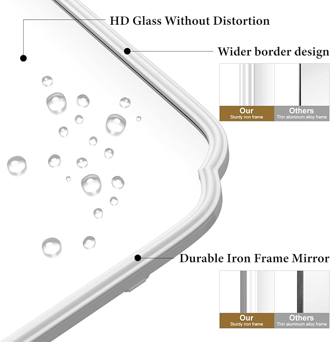 White Bathroom Vanity Mirror for Over Sink 30" x 40" Modern Rounded Corner - Image 8