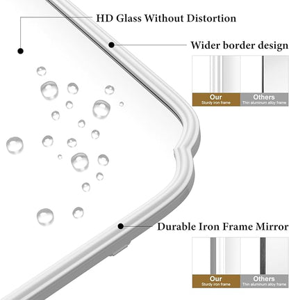 White Bathroom Vanity Mirror for Over Sink 30" x 40" Modern Rounded Corner - Image 8