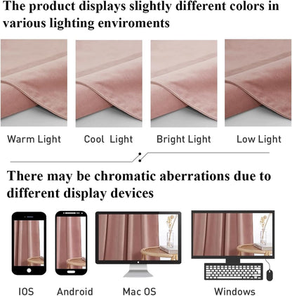 Pink Girls Bedroom Velvet Curtains 90 Inch Length 2 Panels | Romantic Blush Pink Drapes for Salon, Light Dimming Privacy Window Panels, Back Tab & Hook Belt, W52 x L90