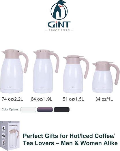 GiNT 1.9L / 64Oz Thermal Coffee Carafe, Insulated Stainless Steel Coffee Carafes - Image 9