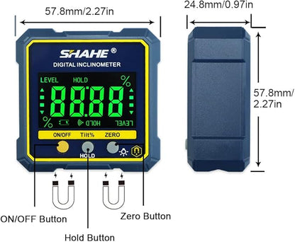 SHAHE Digital Angle Gauge Magnetic Protractor Inclinometer Level Angle Finder - Image 2