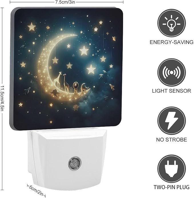 Moon and Starry Sky Night Light, Plug into Wall Decor Nightlights - Image 2