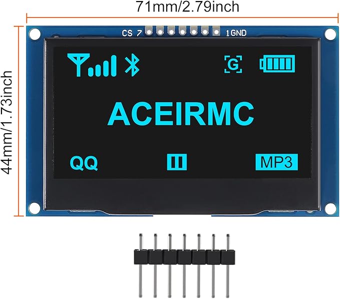ACEIRMC 2.42 inch 128x64 OLED LCD Display Module SSD1309 7 Pin SPI/IIC I2C - Image 5