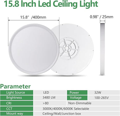 6PK 15.8 Inch LED Flush Mount Ceiling Light, 3000K/4000K/6000K CCT Selectable - Image 4