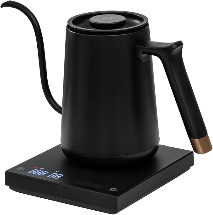 TIMEMORE Fish Smart Electric Coffee Kettle 600ML, Gooseneck Pour Over Kettle by TIMEMORE