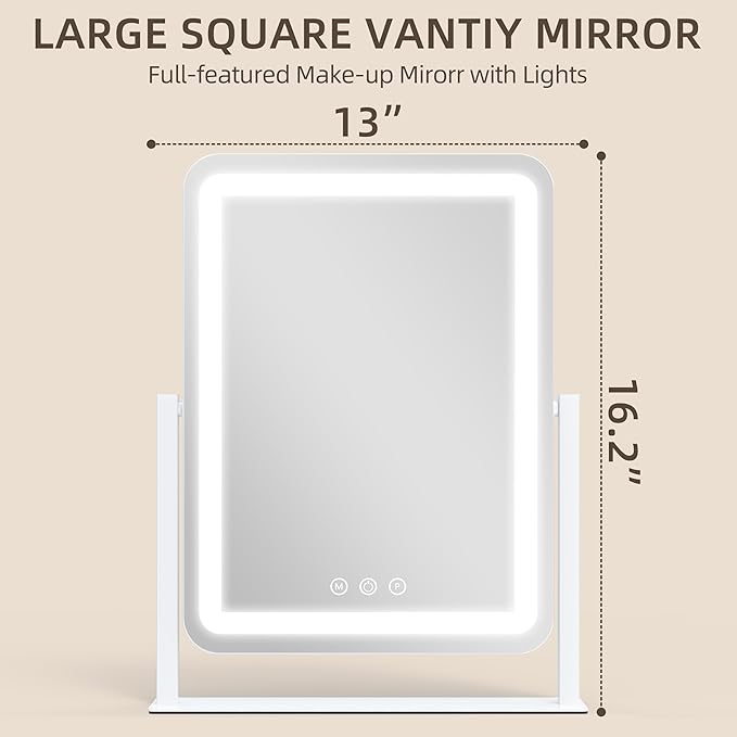 FENNIO Makeup Mirror with Lights 17"x13" ，Desk Mirror，Vanity Mirror with Lights - Image 6