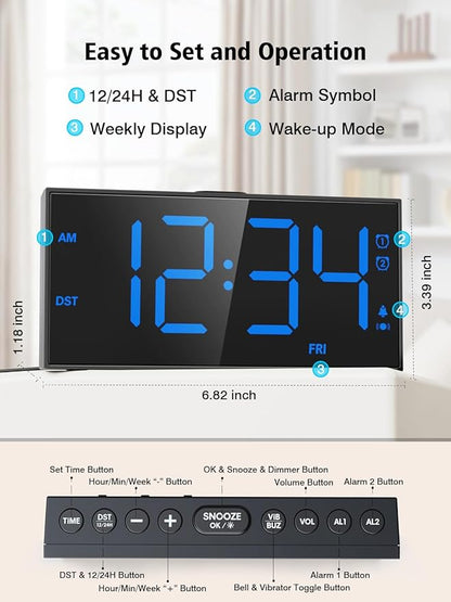 PPLEE Loud Alarm Clock with Bed Shaker, Vibrating Alarm Clock - Image 5