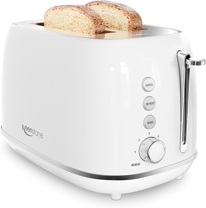 Keenstone Toaster 2 Slice, Retro Wide Slot Stainless Steel Toaster by Keenstone