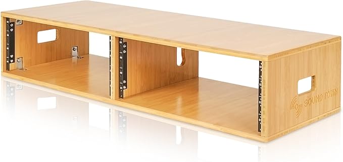 Sound Town DIY 2 x 4U Studio Rack, Solid Carbonized Bamboo, - Image 3