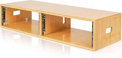 Sound Town DIY 2 x 4U Studio Rack, Solid Carbonized Bamboo, - Image 3