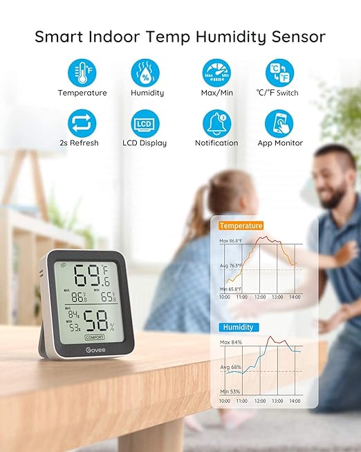 Govee Bluetooth Hygrometer Thermometer, Large LCD, Max/Min Records, 2-Year Data - Image 5