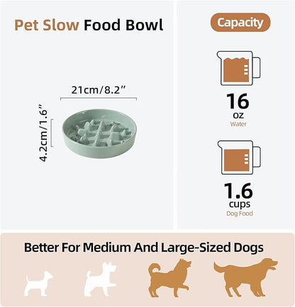 Ceramic 1.6 Cup Dog Bowl Slow Feeder, 8.2 inch Slow Pet Food Dish - Image 2