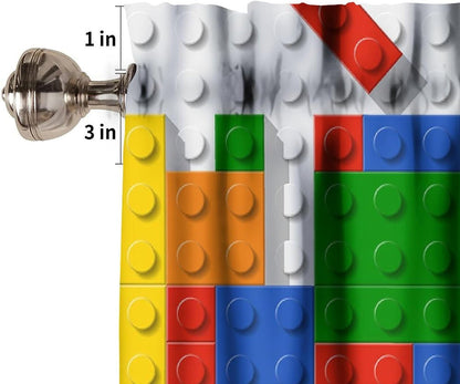 Kids Building Block Toy Valance Curtain Colorful Plastic Toy Brick Art Printed Valance for Boys Nursery Bedroom Decor W54xL18in Fabric 1 Panel