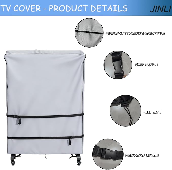 JINLI 45-50 inch outdoor TV trolley cover, courtyard TV cover, Oxford fabric - Image 3