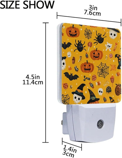 Pigsaly Led Night Light Cute Halloween Pumpkin Witch Hat Bat Skull Spider Web - Image 3