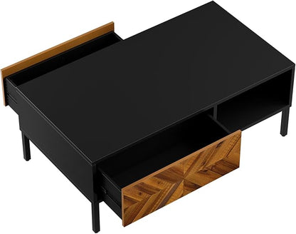 Bme Vivian Coffee Table, Solid Acacia Wood Living Room Center Table, Rustic - Image 3
