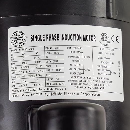 NT2-36-56CB Frame Motors Single-Phase - Image 6