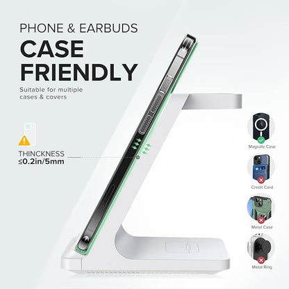 Wireless Charging Station, 3 in 1 Fast Wireless Charger Stand - Image 5
