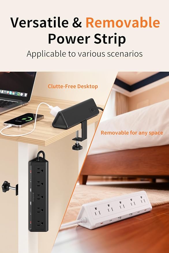 6.5 FT Desk Clamp Power Strip - Image 3