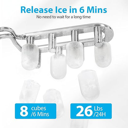 Aeitto Ice Maker Countertop 26lbs/24H, Ice Machine 8 Ice Cubes Ready in 6 Mins - Image 3
