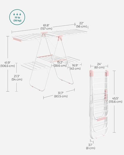SONGMICS Clothes Drying Rack, Foldable 2-Level Laundry Drying Rack, - Image 6