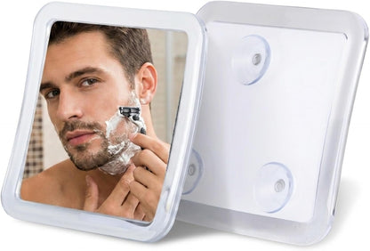 Small Travel Fogless Shower Mirror for Shaving, 5.3" x 5.3" | Built for Everyday Durability: Shatterproof Stick On Shave Mirror for Bathroom - Triple Suction Cups, Compact, & Anti-Fog