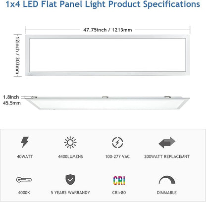 CycevSun 8 Pack 1x4 LED Flat Panel Light Drop Ceiling, 0-10V Dimmable - Image 6