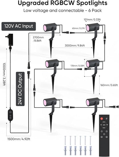 APPECK Smart Landscape Lighting Kit 36W, RGBCW Smart Landscape Lights 6 Pack - Image 2