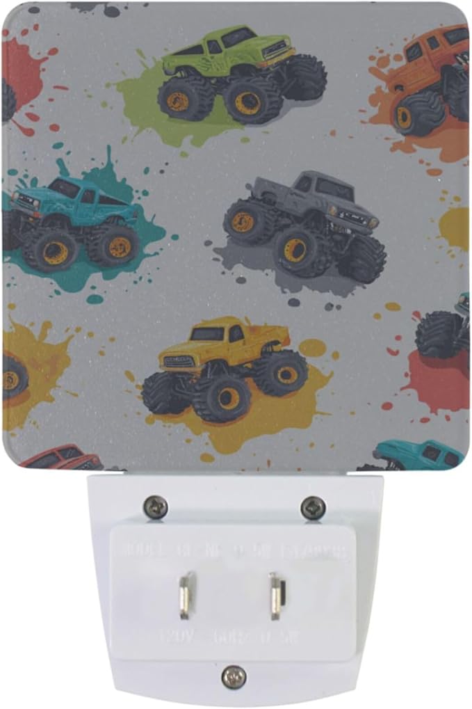 Pigsaly Led Night Light Fiery Paint Splashes Colorful Monster Trucks Night - Image 2