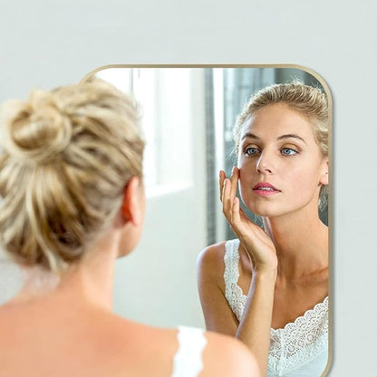 30x36 Inch Gold Bathroom Mirror, Brushed Gold Metal Framed Rectangular Mirror - Image 3