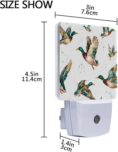 Pigsaly Led Night Light Watercolor Flying Mallard Ducks Night Light Plug in - Image 3