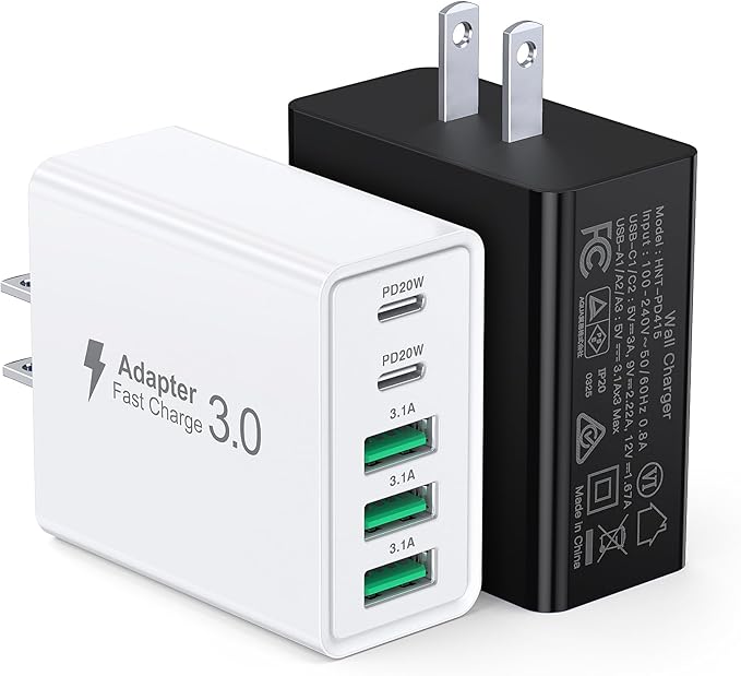USB C Wall Charger, 60W USB C Charger Block 5-Port PD Fast Charging Blocks + QC by Dulums