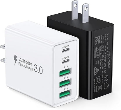 USB C Wall Charger, 60W USB C Charger Block 5-Port PD Fast Charging Blocks + QC by Dulums