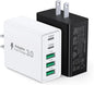 USB C Wall Charger, 60W USB C Charger Block 5-Port PD Fast Charging Blocks + QC by Dulums