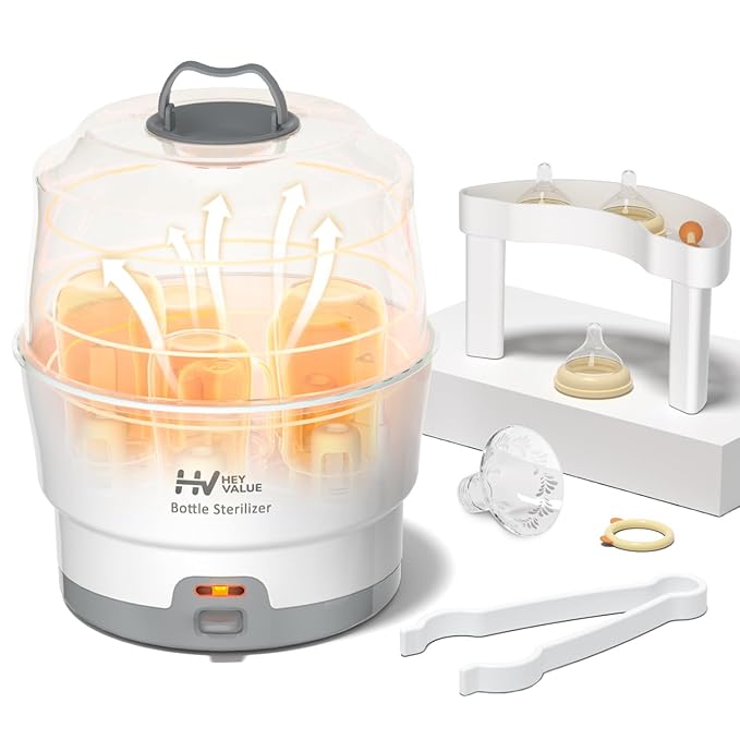 HEYVALUE Ease-Steam Bottle Sterilizer, Compact Baby Bottle Sterilizer, Fast by HEYVALUE