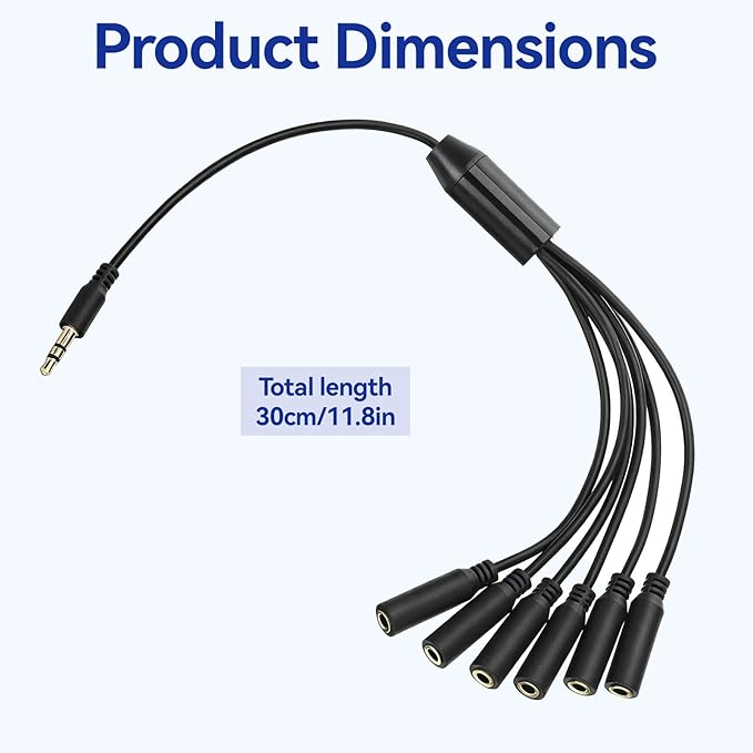 Xyembu 3.5mm Headphone Splitter, 1/8inch TRRS Male Stereo Jack to 6 Female - Image 6
