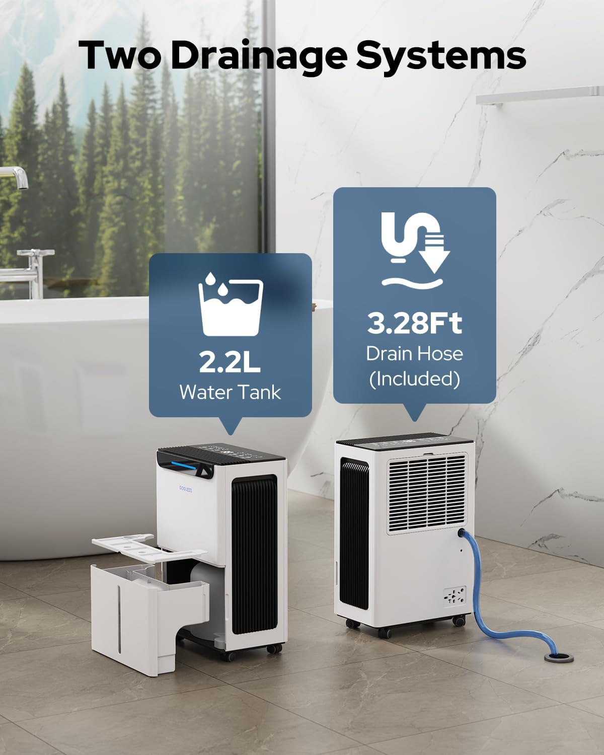 1600 sq.ft compressor dehumidifier for basement, max 21 on a desk or shelf