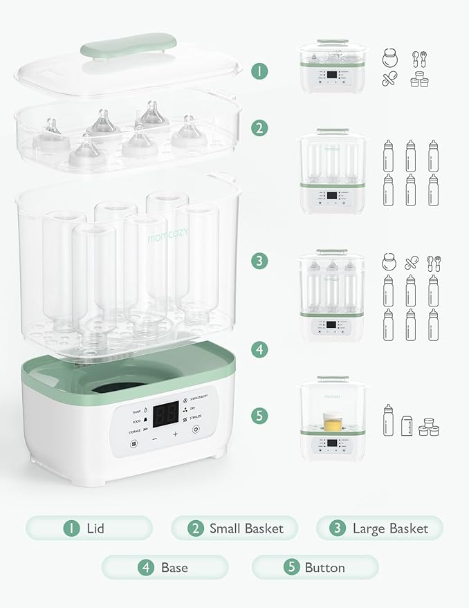 Momcozy Bottle Sterilizer and Dryer, 8-in-1 Electric Steam Baby Bottle - Image 6