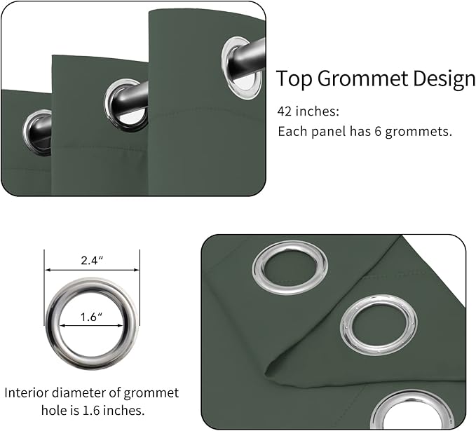 Easy-Going Blackout Curtains for Bedroom, Solid Thermal Insulated Grommet and - Image 4