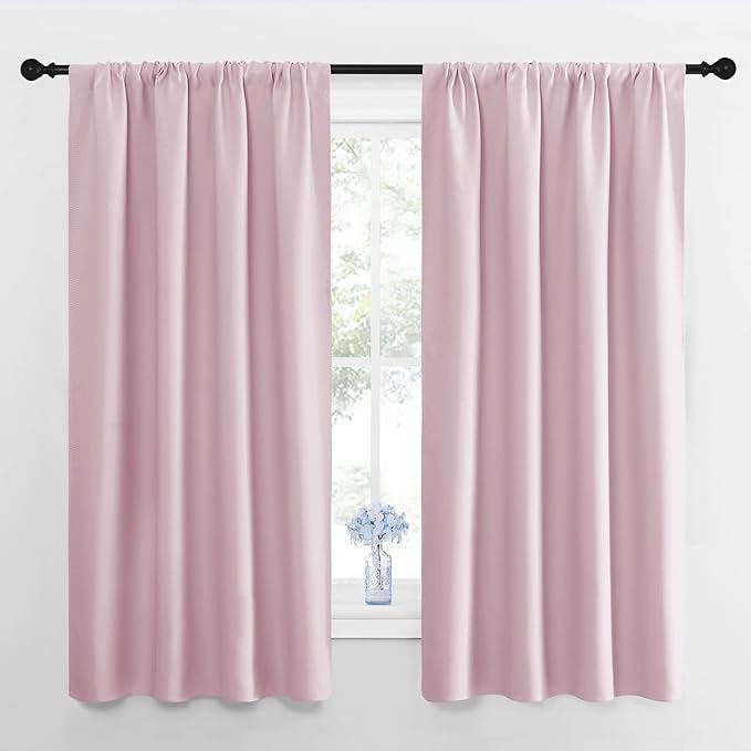 NICETOWN Window Curtains for Bedroom, Baby Pink, 2 Panels, W42 x L48 -Inch by NICETOWN