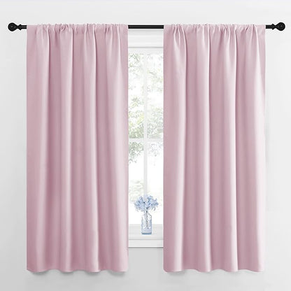 NICETOWN Window Curtains for Bedroom, Baby Pink, 2 Panels, W42 x L48 -Inch by NICETOWN