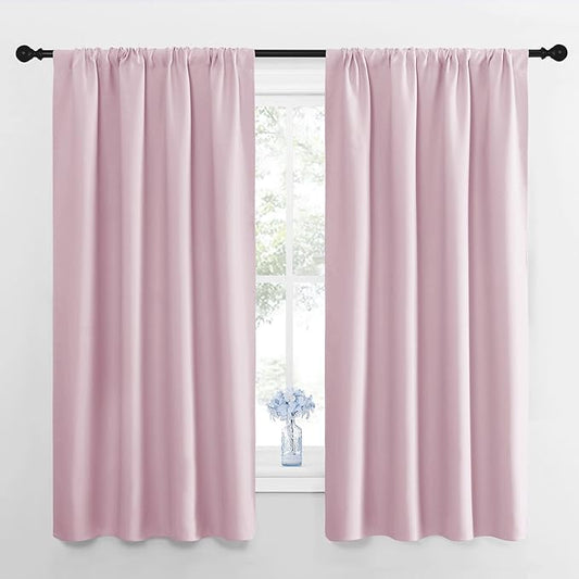 NICETOWN Window Curtains for Bedroom, Baby Pink, 2 Panels, W42 x L48 -Inch by NICETOWN