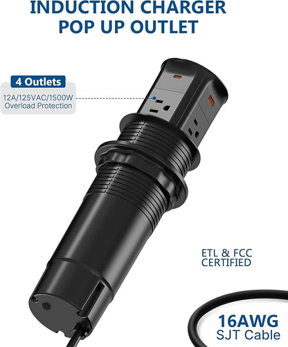 Pop up Outlet for Countertop, PD 20W USB C Fast Charging, 3.15" Desk Grommet - Image 6