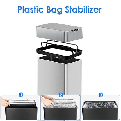 TLSUNNY 18.5 Gallon Automatic Trash Can, Stainless Steel Motion Sensor Garbage - Image 7