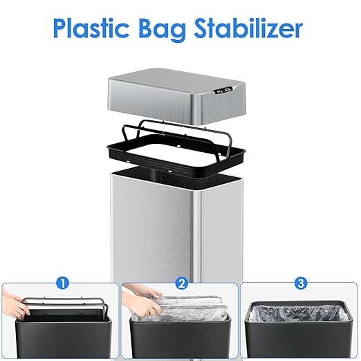 TLSUNNY 21.1 Gallon Automatic Trash Can, Stainless Steel Motion Sensor Garbage - Image 7