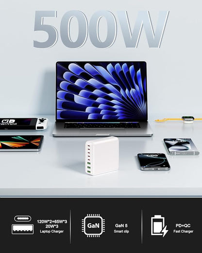 500W USB C Charger Block, 8-Port USB C Charging Station Fast Charging PD 120W - Image 3