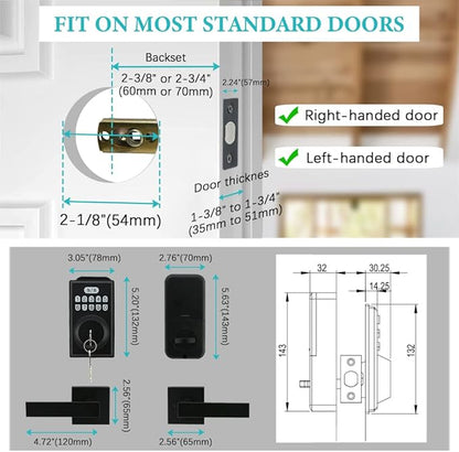 Keyless Entry Door Lock with 2 Handles, Electronic Keypad Deadbolt Front Door - Image 3