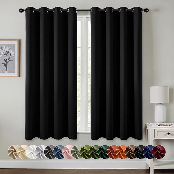 MIULEE Black Blackout Curtains for Bedroom Living Room 63 Inches Long 2 Panels by MIULEE