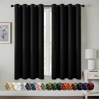 MIULEE Black Blackout Curtains for Bedroom Living Room 63 Inches Long 2 Panels by MIULEE