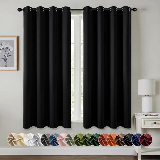 MIULEE Black Blackout Curtains for Bedroom Living Room 63 Inches Long 2 Panels by MIULEE